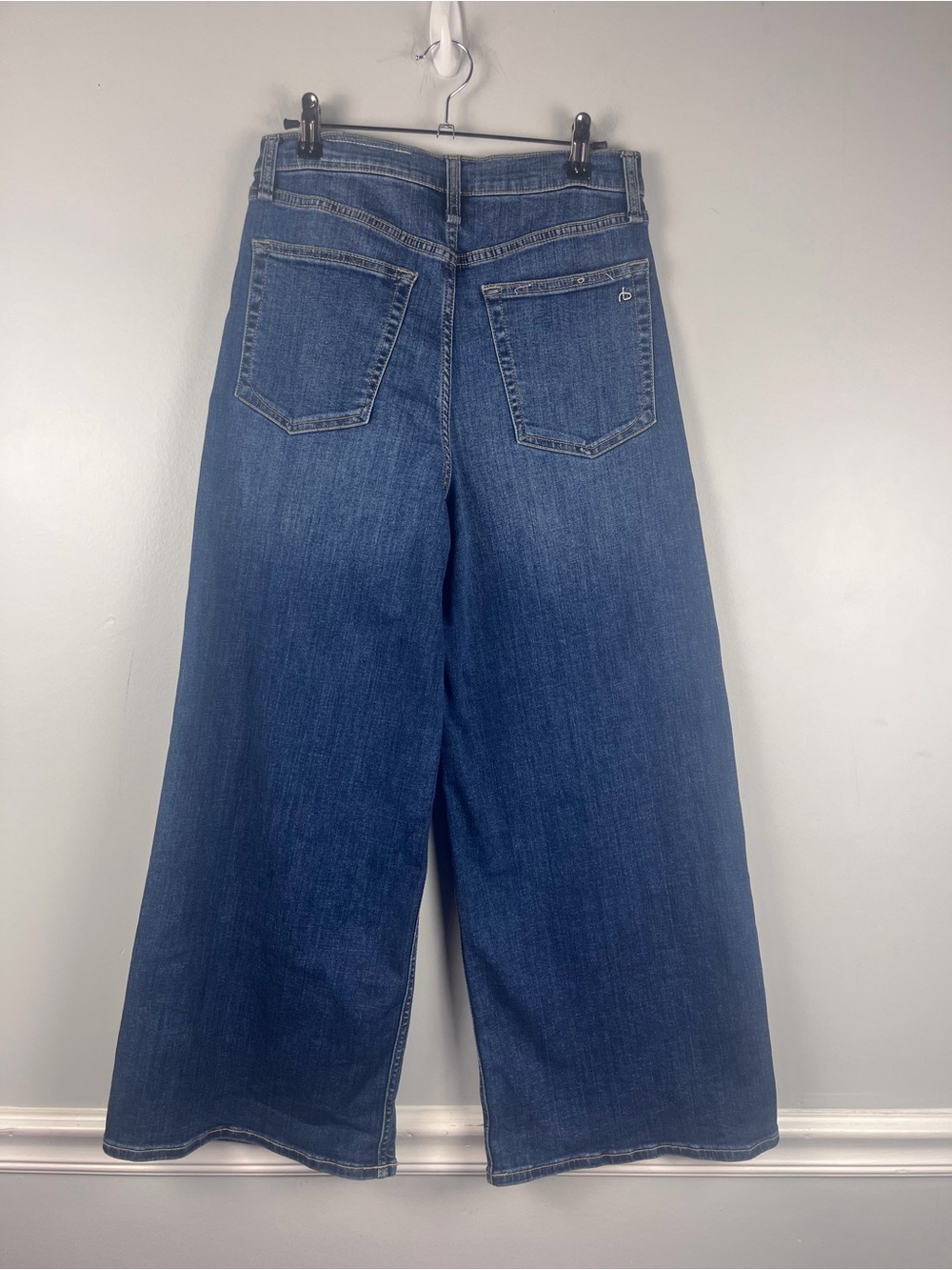 rag & bone Serena Crop blue wide leg high rise denim pants jeans women’s 27 - Picture 3 of 8